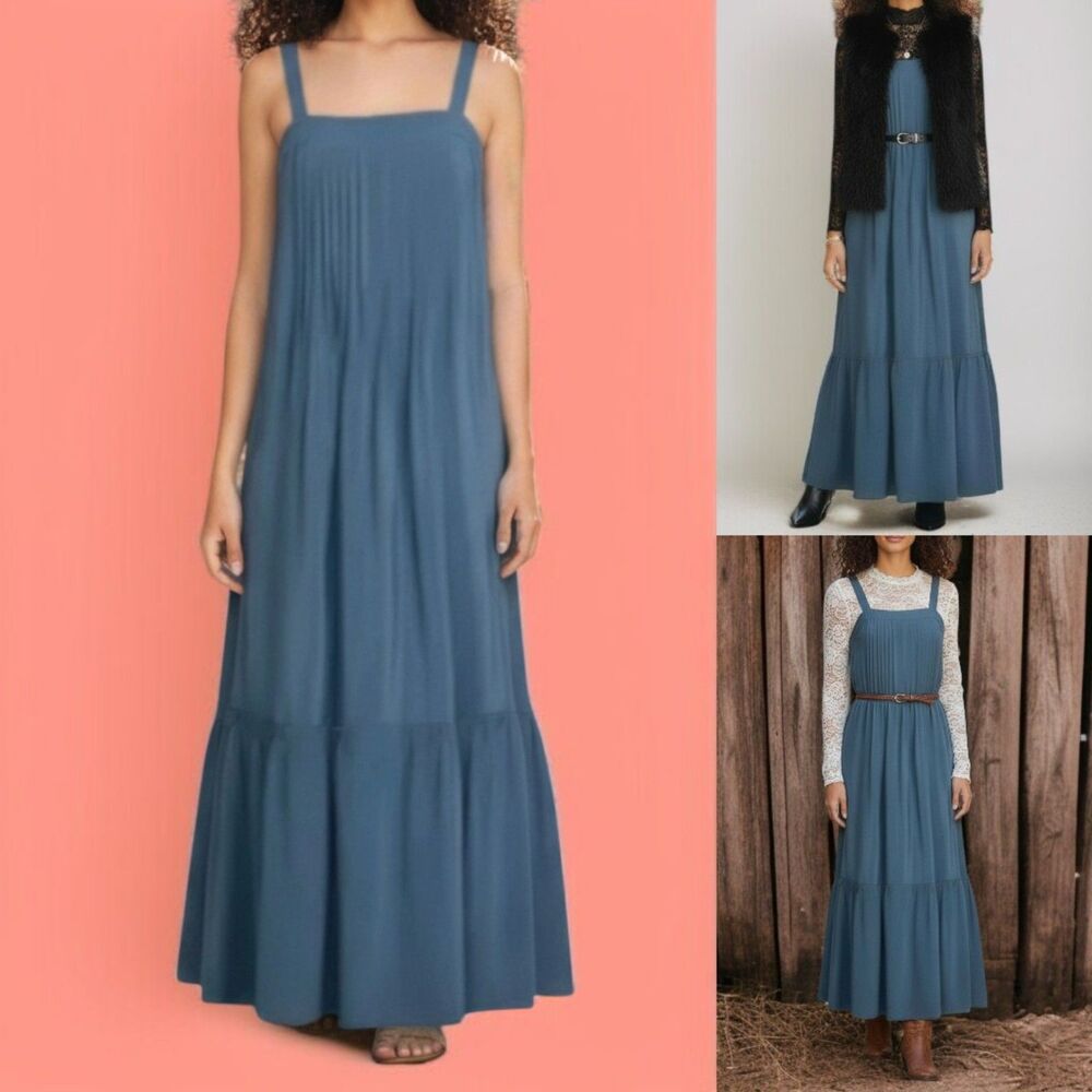 Johnny Was Jade Coastal Cowgirl Prairie Fairy Kalif Pintucked Maxi Dress
